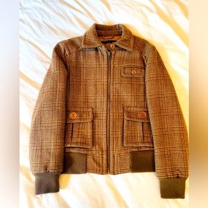 Marc by Marc Jacobs brown tweed bomber jacket size medium
